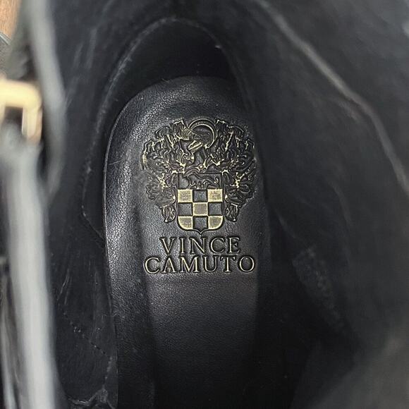 Vince Camuto Moto Buckle Boot Strappy Leather Wrap Western Zip Up Size 8.5 Black - Picture 12 of 15